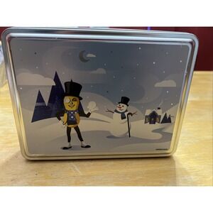 Planters MR PEANUT Christmas Tree  Snowman Collector's Tin 8.5" x 6.25"